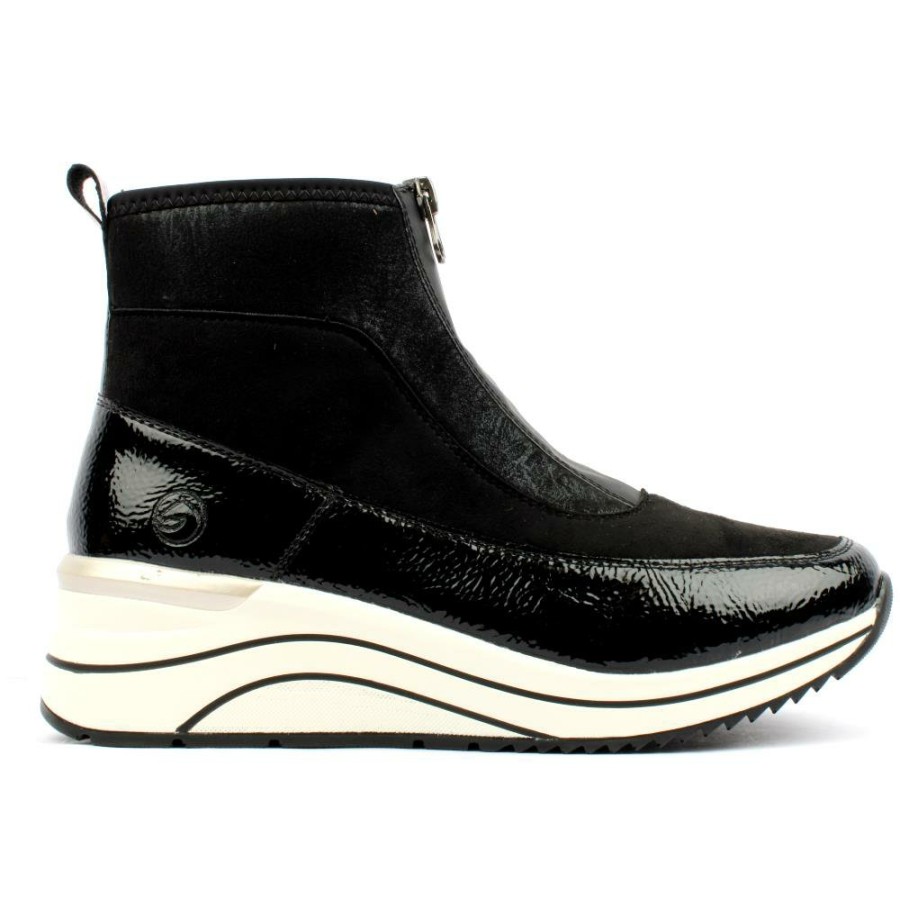 Women Remonte | Rieker D0T71 Zip Boot - Black/White