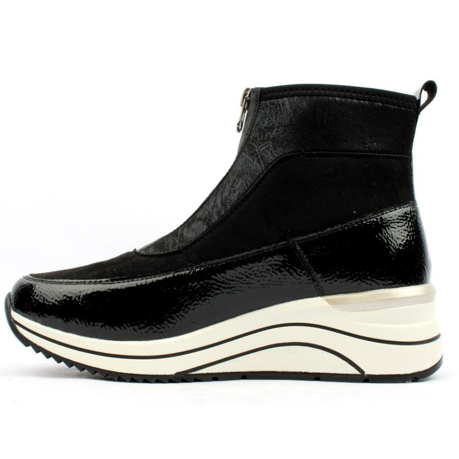 Women Remonte | Rieker D0T71 Zip Boot - Black/White