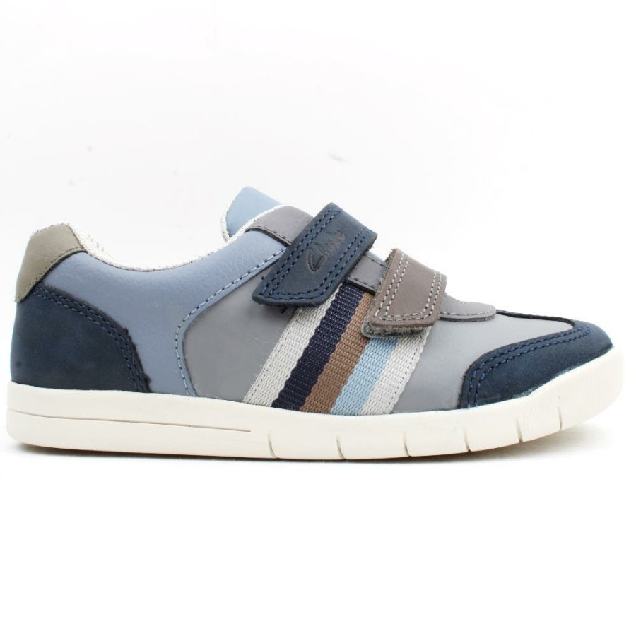 Kids Clarks | Den Stripe K Shoe - Navy Multi G