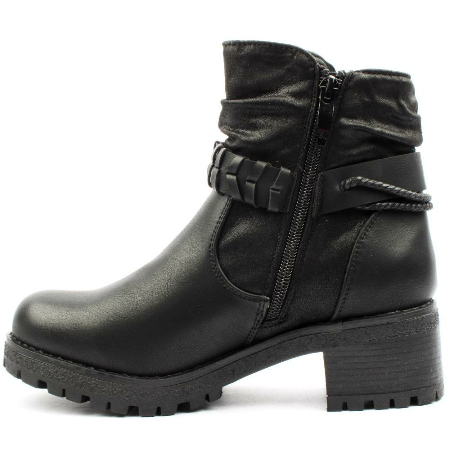 Women Heavenly Feet | Clarissa Low Heel Boot - Black