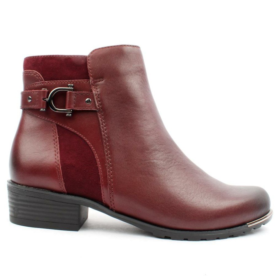 Women Caprice | 25334 Low Heel Boot - Burgundy