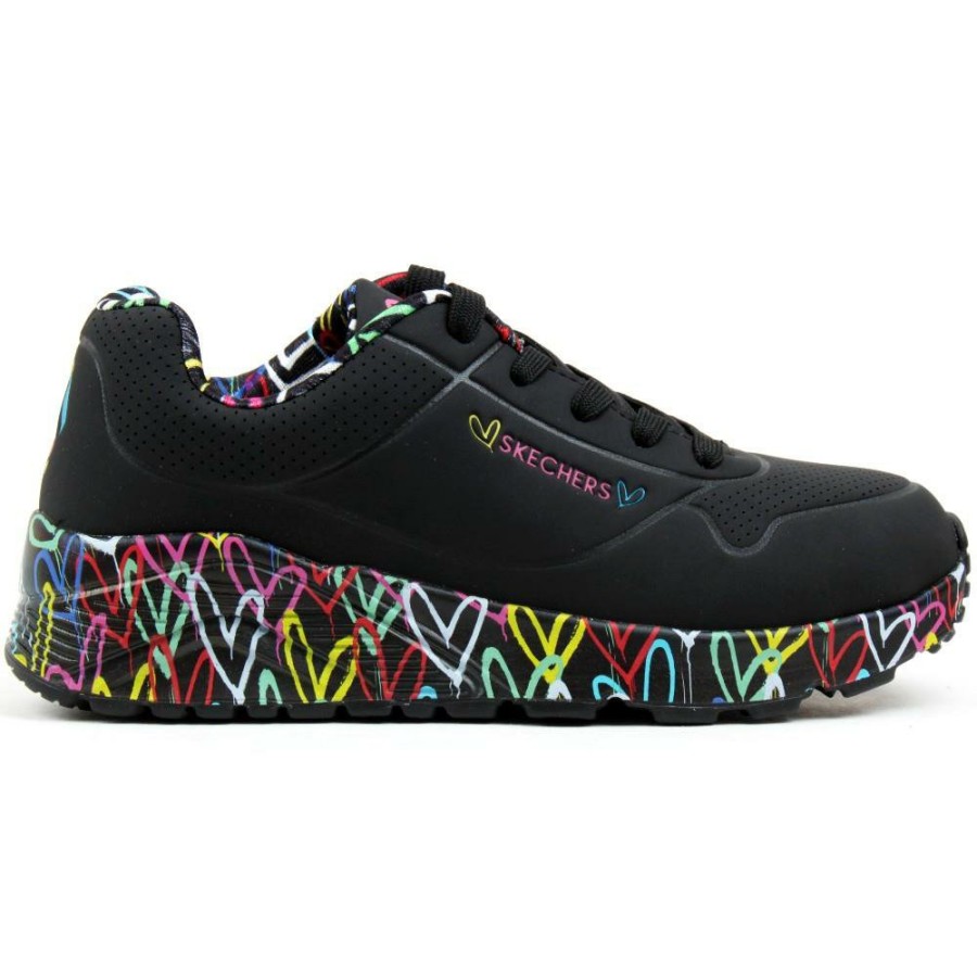 Kids Skechers | 314976L Uno Lite Laced Runner - Black Multi