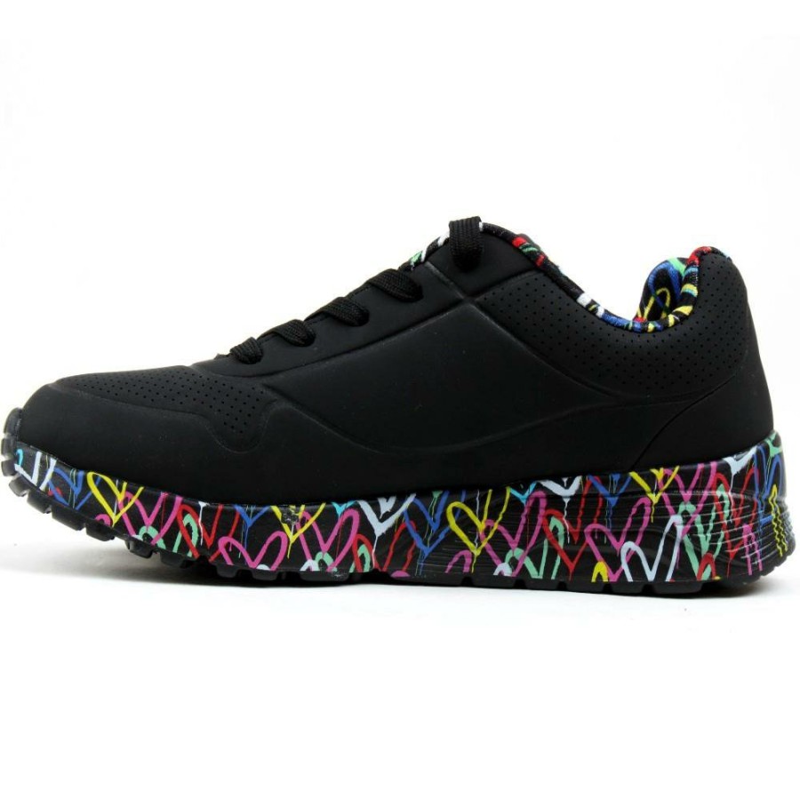 Kids Skechers | 314976L Uno Lite Laced Runner - Black Multi