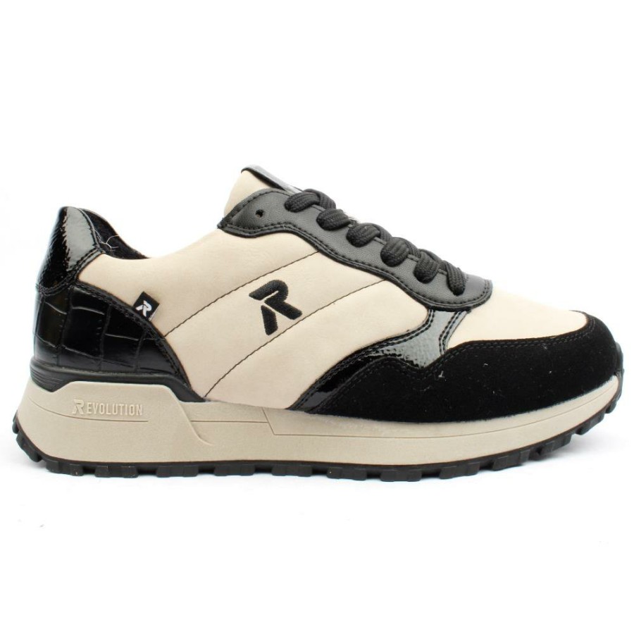 Women Rieker | Evolution W0605 Laced Shoe - Black Beige