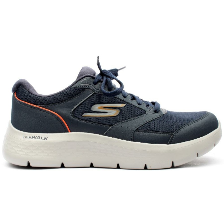 Men Skechers | 216480 Go Walk Flex Trainer - Navy Orange