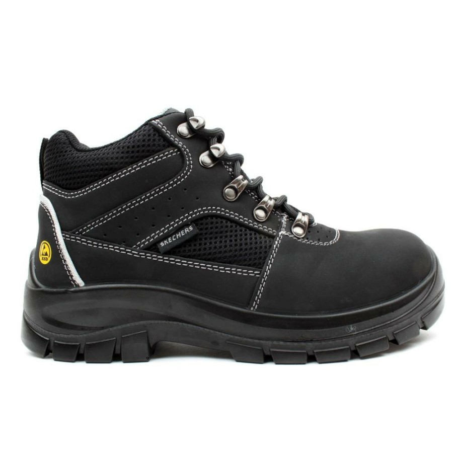 Men Skechers | Mens 200002Ec Steel Toe Boot - Black