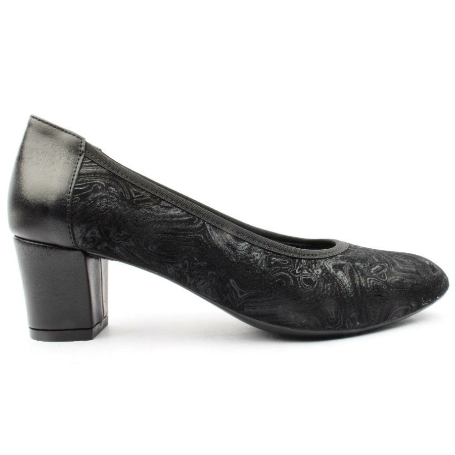 Women Softmode | Kaylee Stretch Heeled Shoe - Black Pattern