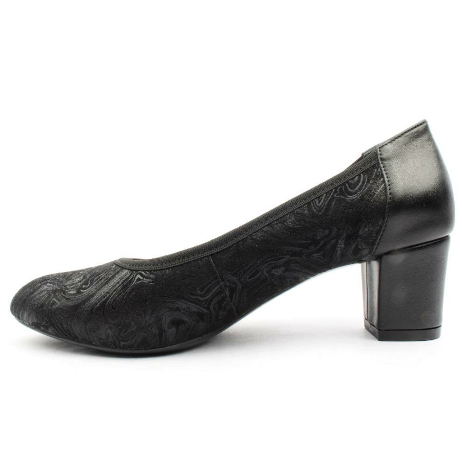 Women Softmode | Kaylee Stretch Heeled Shoe - Black Pattern