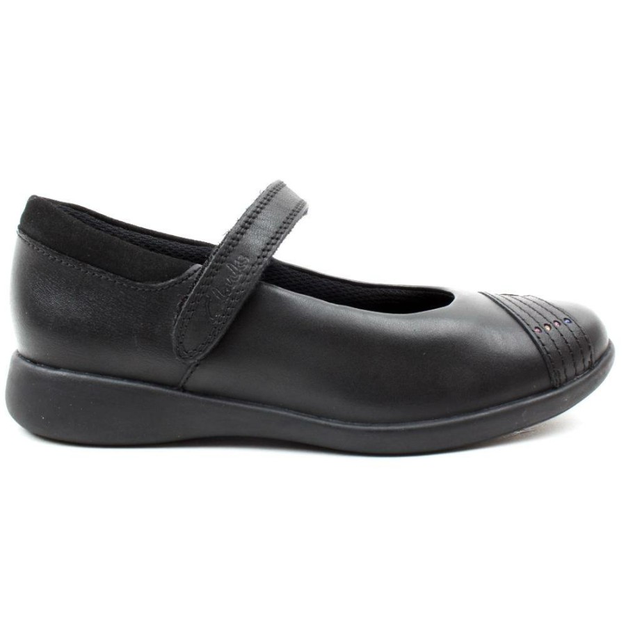 Kids Clarks | Etch Beam K Strap Shoe - Black G