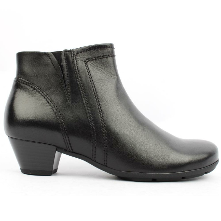 Women Gabor | 35638 Low Heel Boot - Black Leather