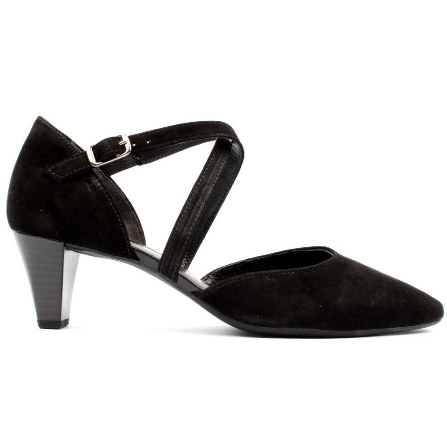 Women Gabor | 01363 Strap Dress Shoe - Black Suede