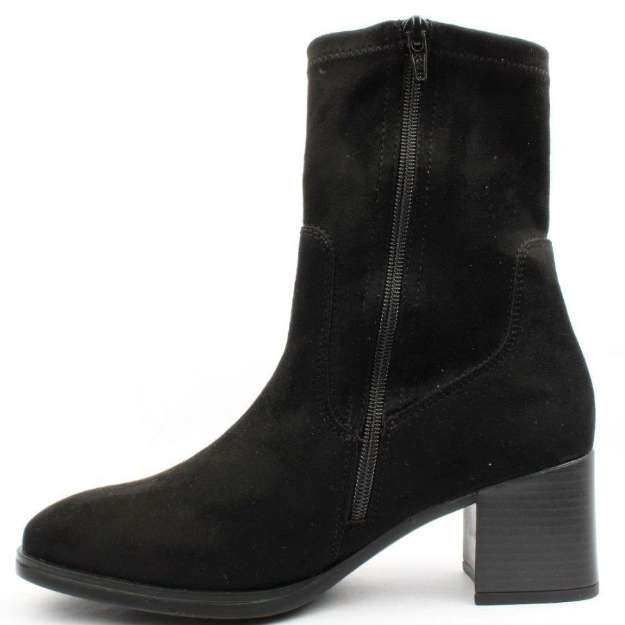 Women Remonte | D0V70 Boot Ladies - Black Suede