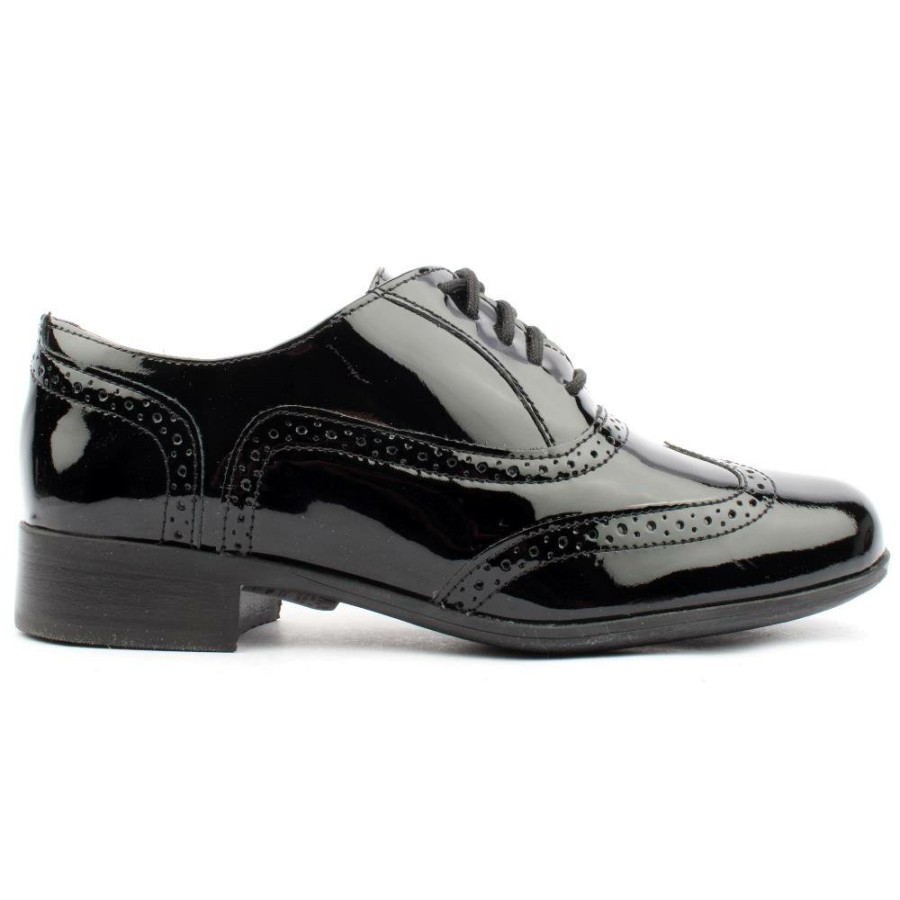 Women Clarks | Hambleoak Laced Brogue - Black Patent D