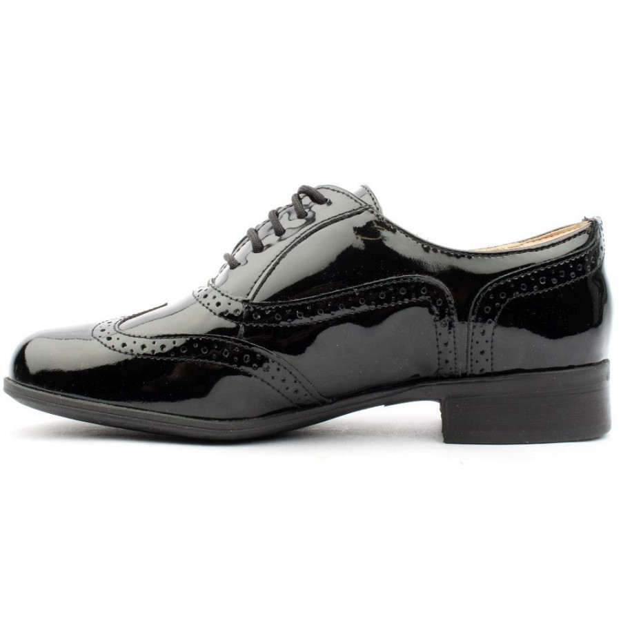 Women Clarks | Hambleoak Laced Brogue - Black Patent D