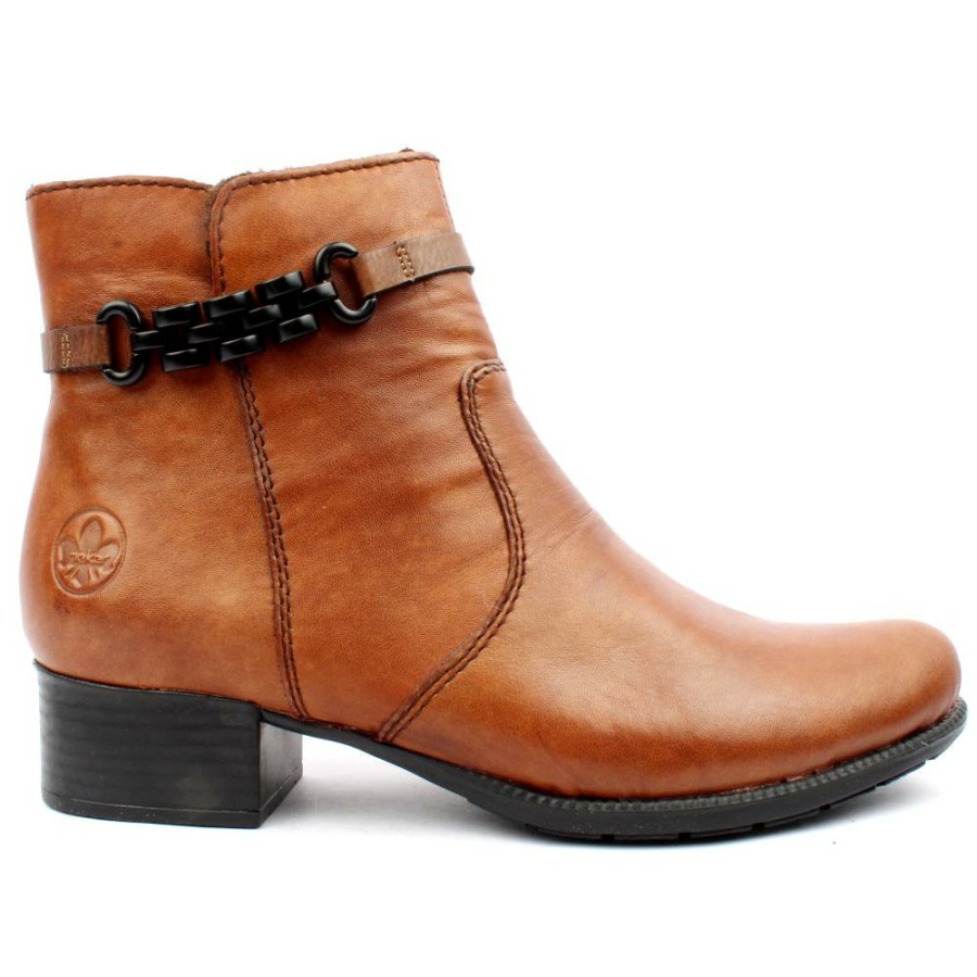 Women Rieker | 78676 Low Heel Boot - Tan