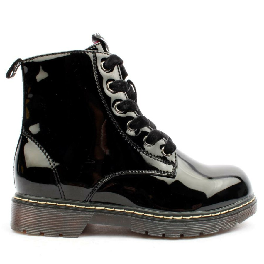 Kids Garvalin | 231565 Laced Boot - Black Patent