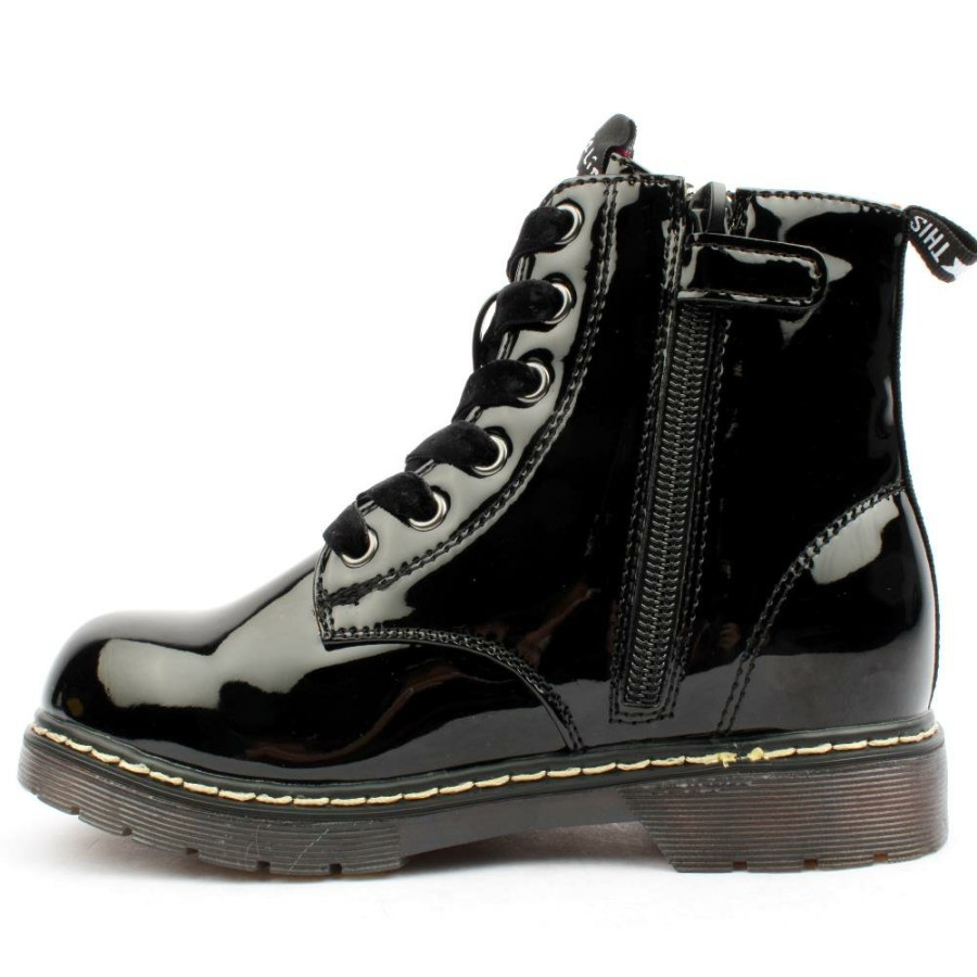 Kids Garvalin | 231565 Laced Boot - Black Patent