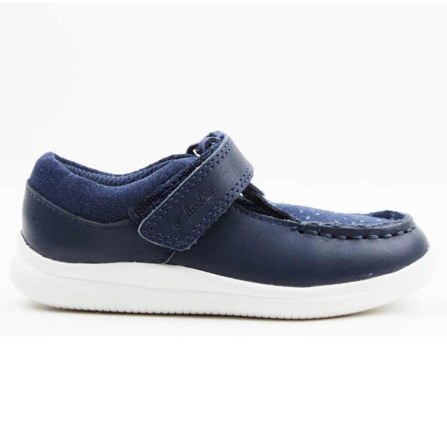 Kids Clarks | Crest Moc T T Bar Shoe - Blue F