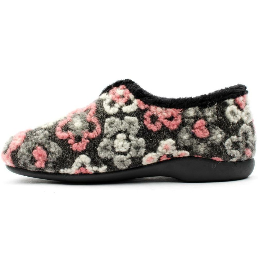 Women Lunar | Kla144Hippy Floral Slipper - Black