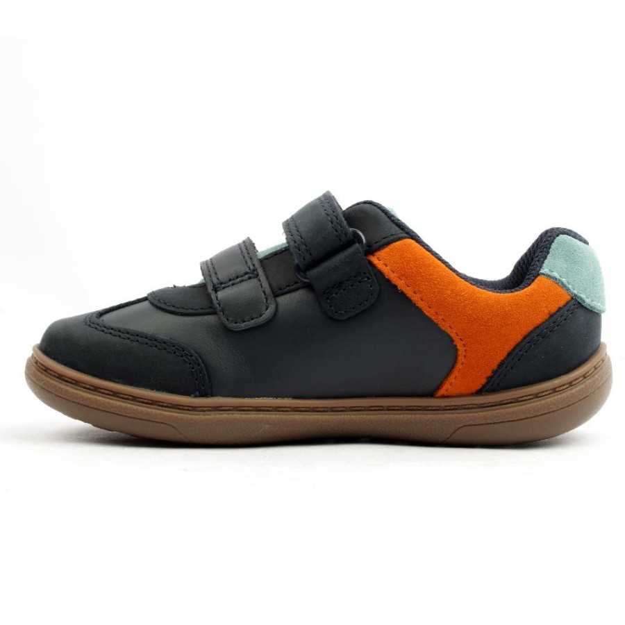 Kids Clarks | Flash Den T Velcro Shoe - Navy Multi G