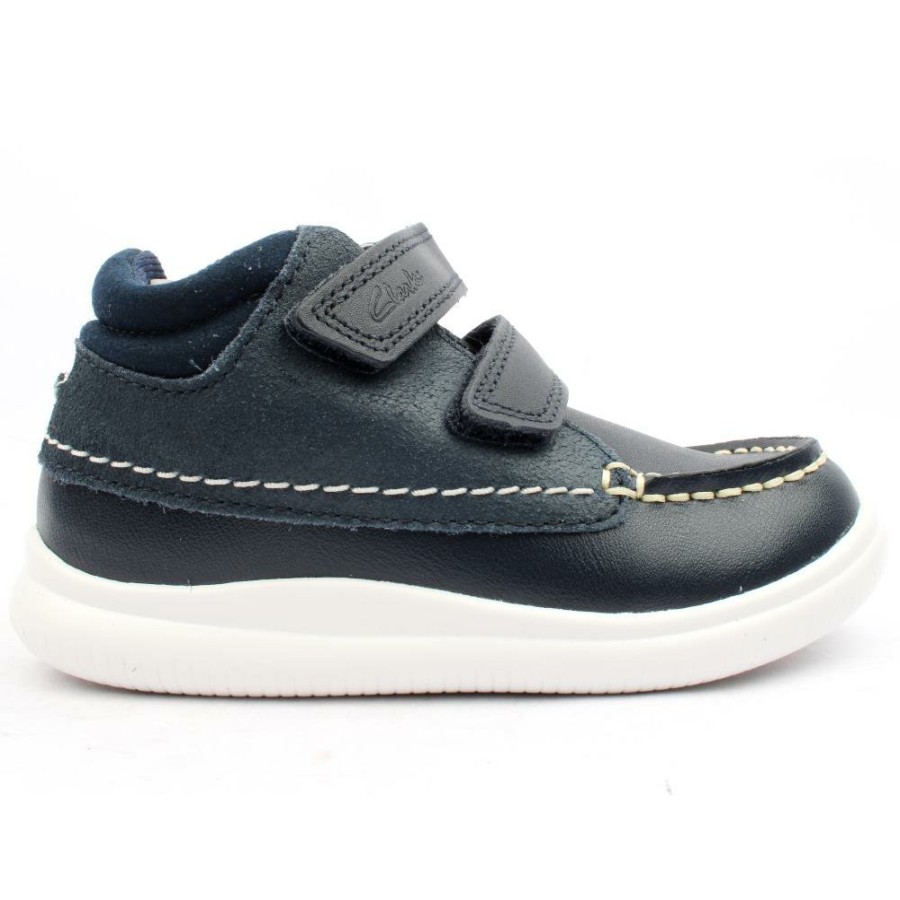 Kids Clarks | Crest Tuktu T Velcro Boot - Navy Leather H