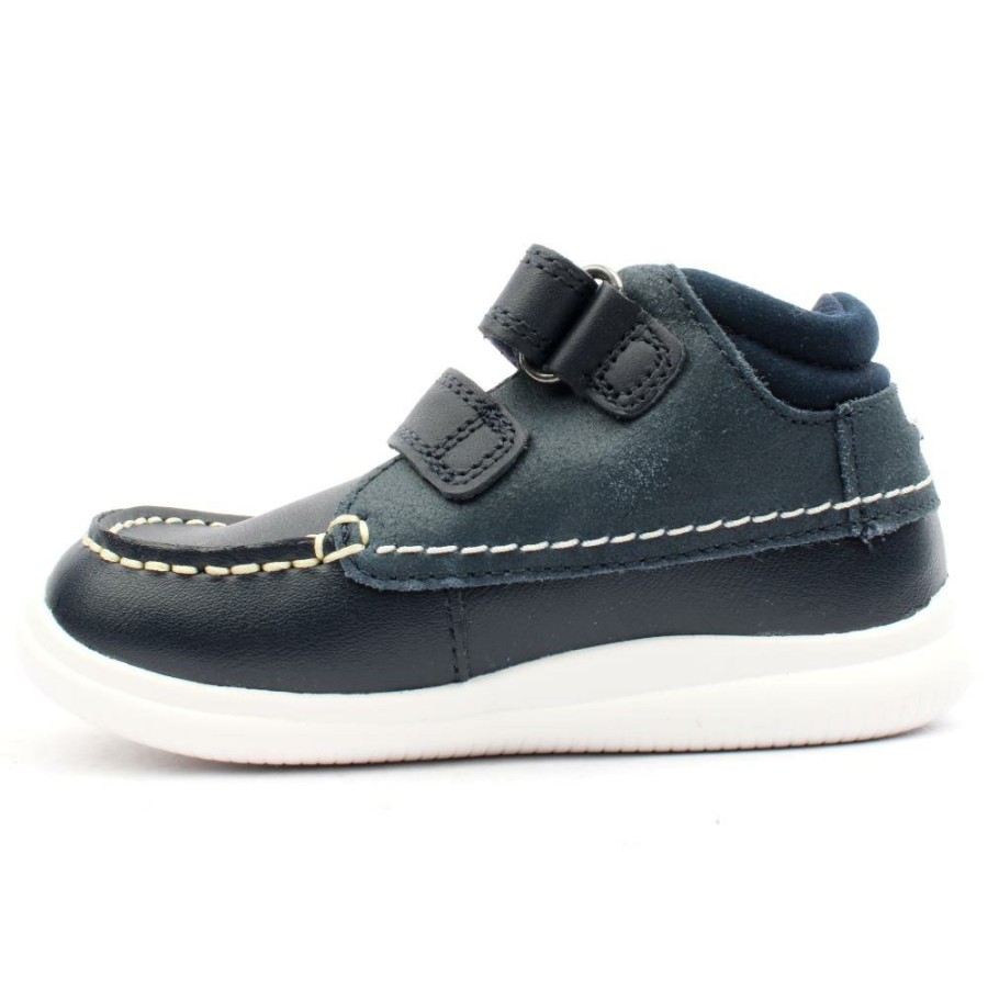 Kids Clarks | Crest Tuktu T Velcro Boot - Navy Leather H