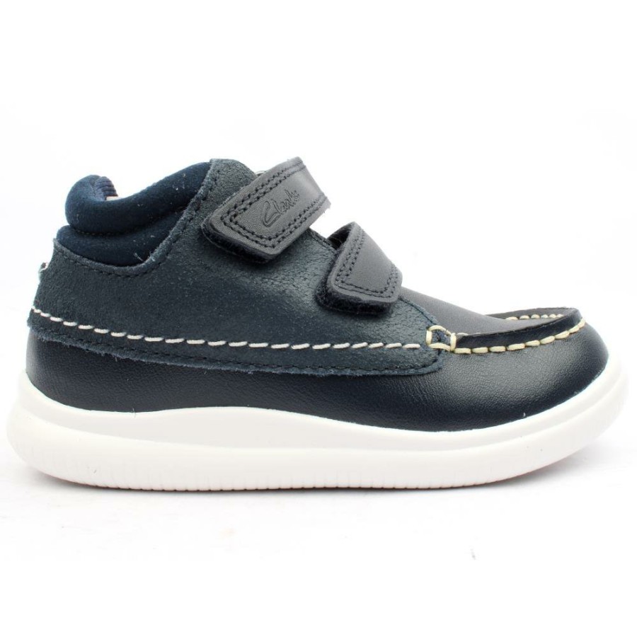 Kids Clarks | Crest Tuktu T Velcro Boot - Navy Leather G