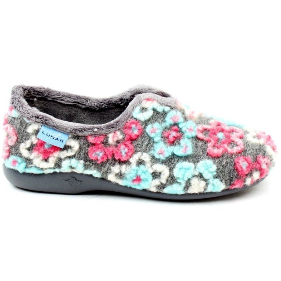 Women Lunar | Kla144Hippy Floral Slipper - Grey