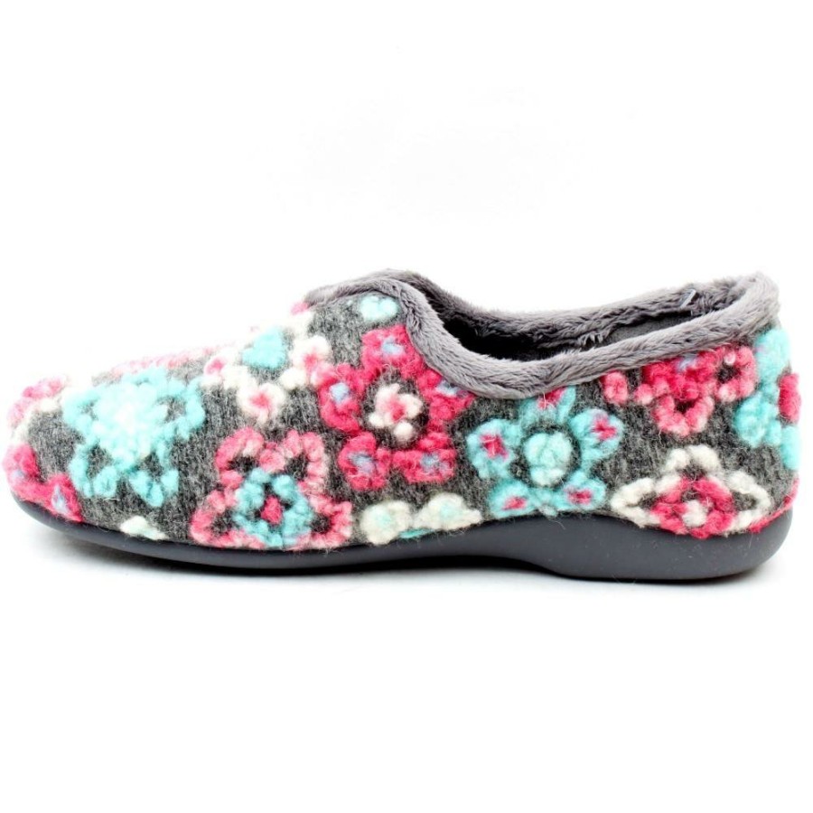 Women Lunar | Kla144Hippy Floral Slipper - Grey