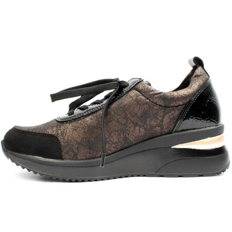 Women Remonte | D2401 Laced Wedge Shoe - Black Bronze