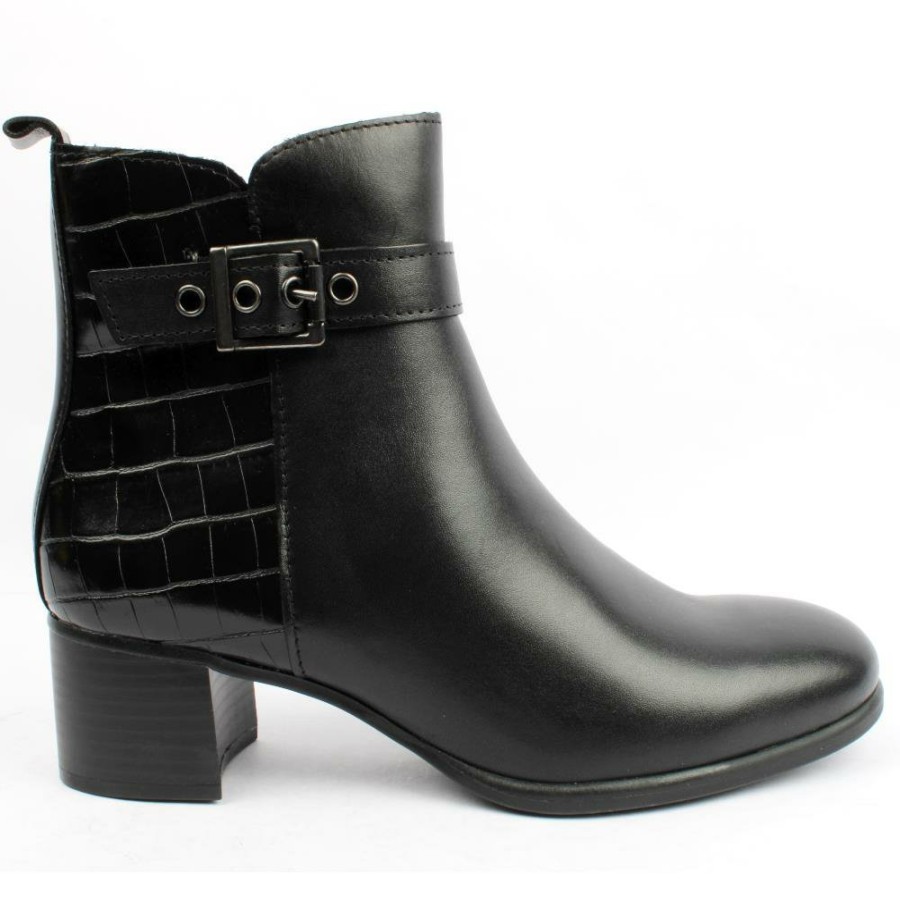 Women Marco Tozzi | 25354 Low Heel Boot - Black