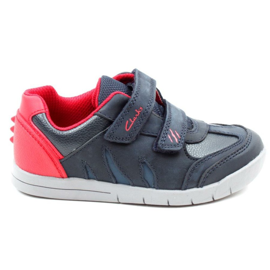 Kids Clarks | Rexplay T Junior Velcro Shoe - Navy Multi H