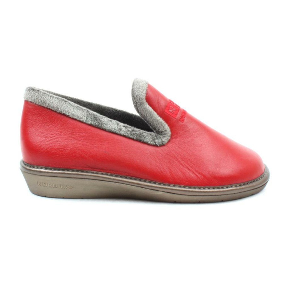 Women Nordika | 305Leather Slipper - Red Grey