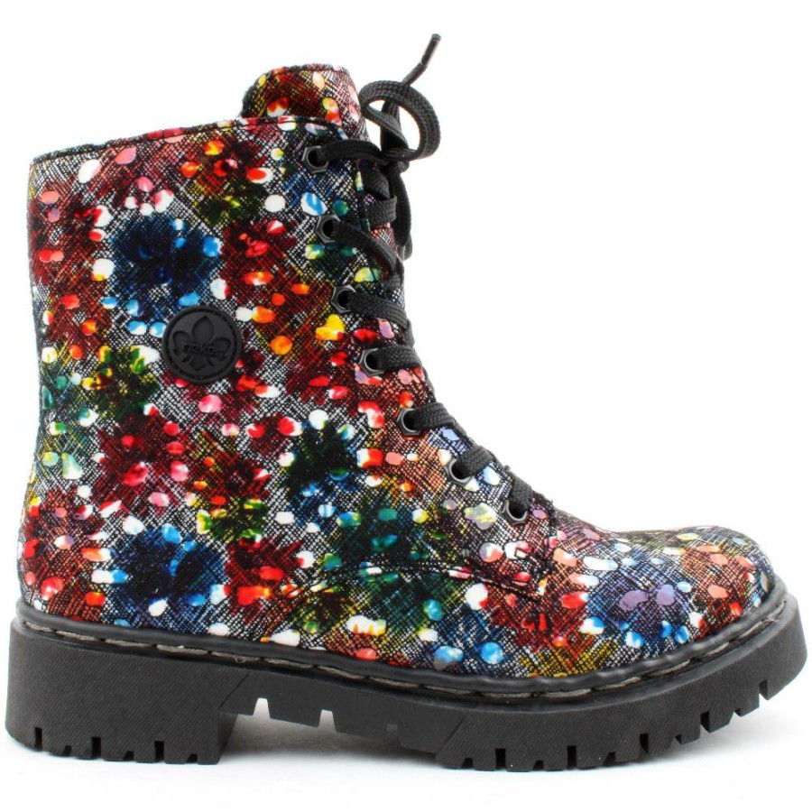 Women Rieker | Y2440 Laced Ankle Boot - Black Multi