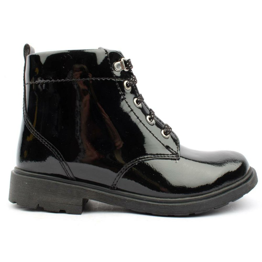 Kids Clarks | Astrol Lace K Laced Boot - Black Patent G