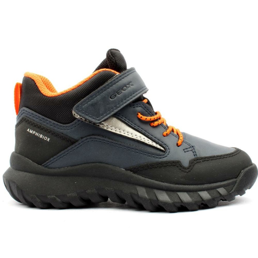 Kids Geox | J36L0C Velcro Boot - Navy Orange