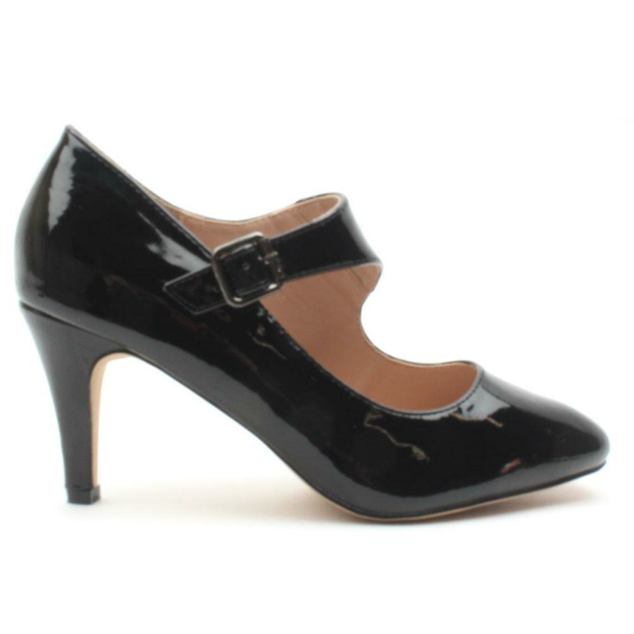 Women Lotus | Laurana Strap Shoe - Black Patent