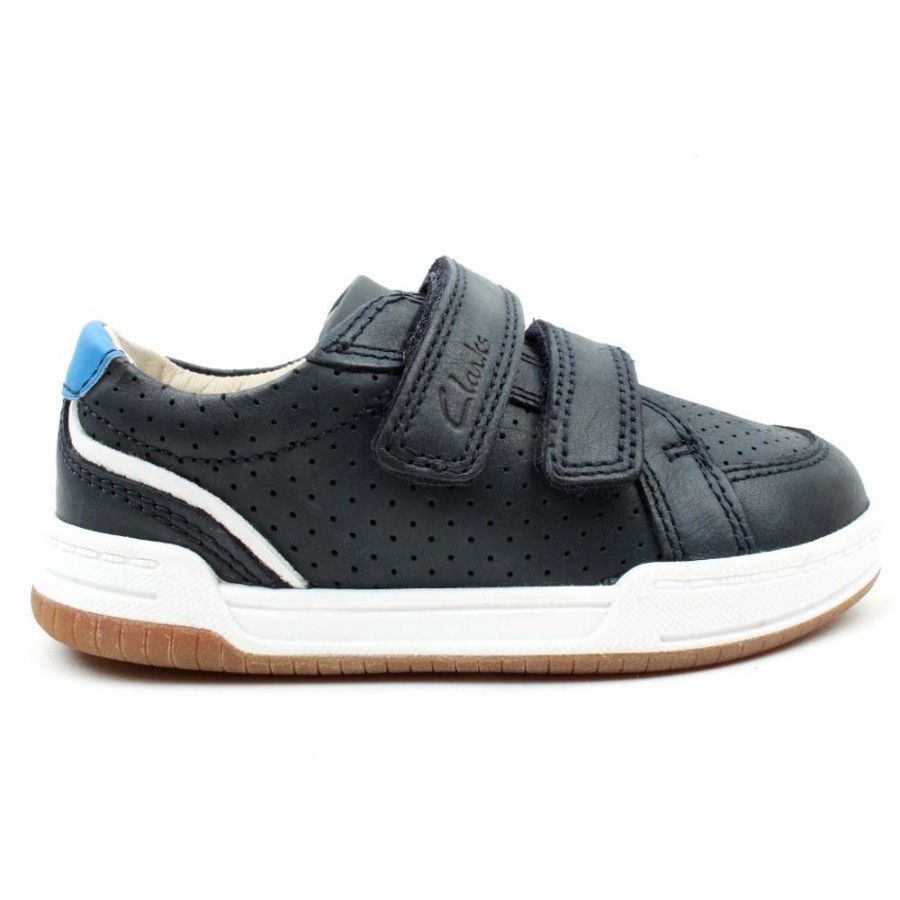 Kids Clarks | Fawn Solo K Velcro Shoe - Navy Leather F