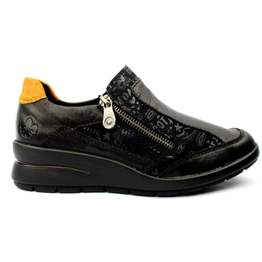 Women Rieker | L4850 Zip Shoe - Black