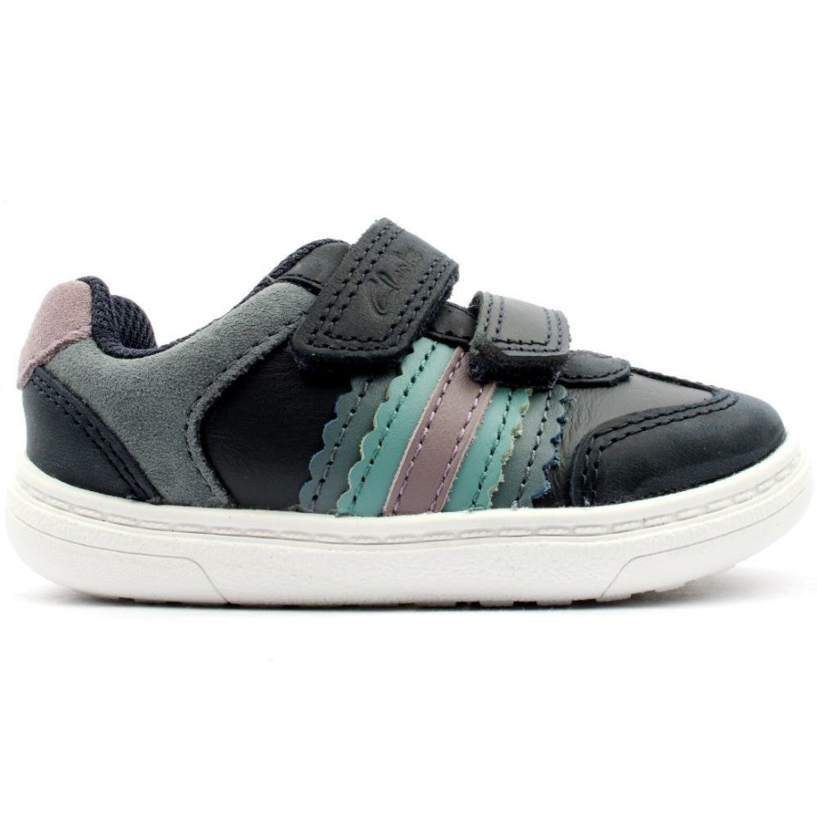 Kids Clarks | Flash Band T Junior Shoe - Navy Leather H