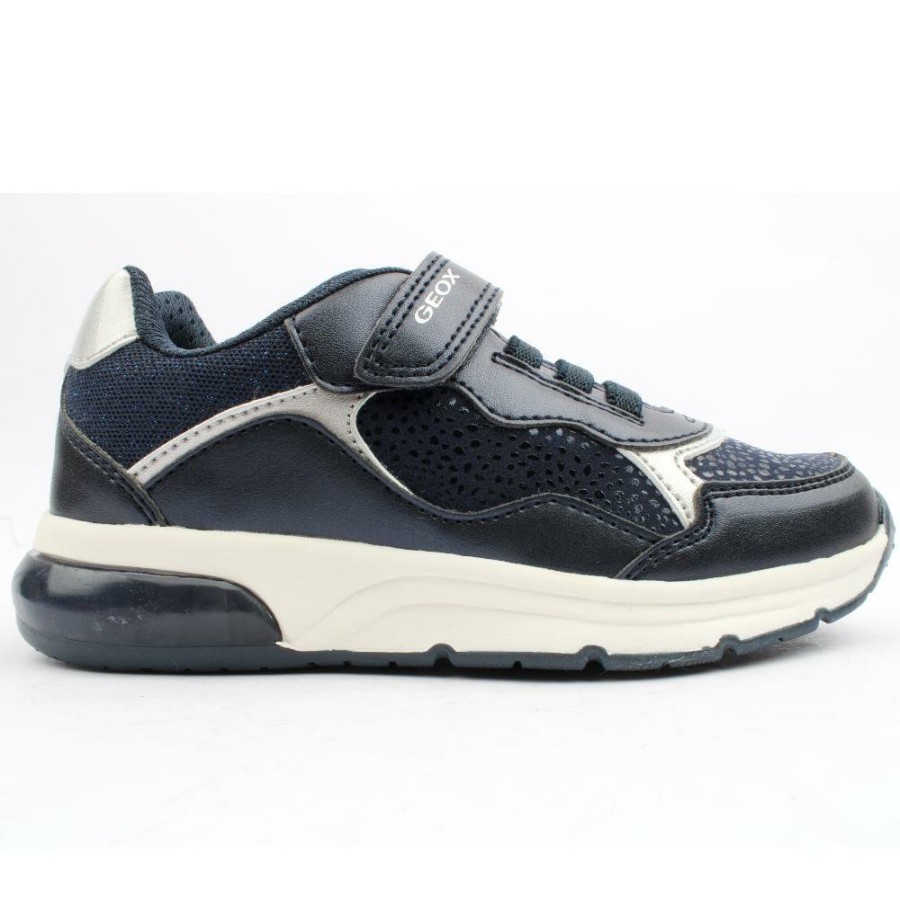 Kids Geox | J368Ve Velcro Trainer - Navy Silver