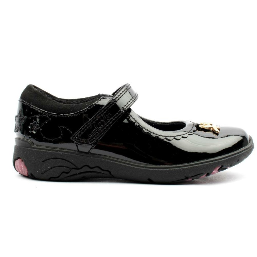 Kids Clarks | Relda Sea K Strap Shoe - Black Patent E