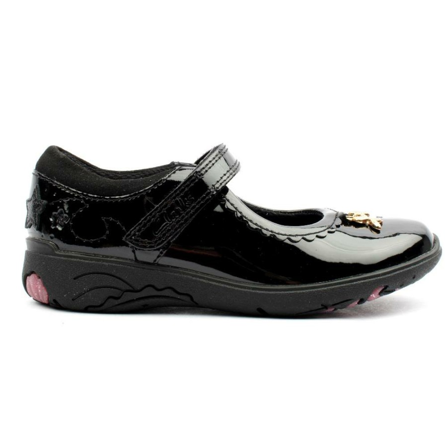 Kids Clarks | Relda Sea K Strap Shoe - Black Patent F