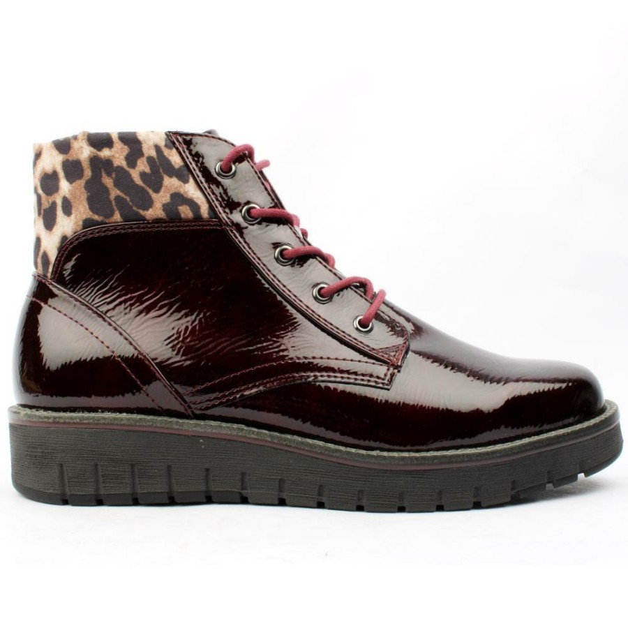 Women Marco Tozzi | 25229 Laced Boot - Burgundy Patent