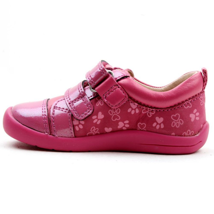 Kids Startrite | Pawprint Velcro Shoe - Pink F