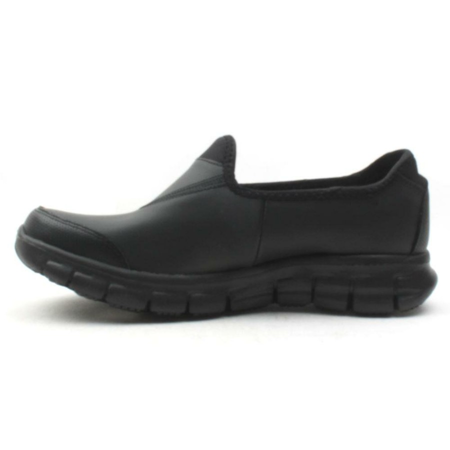 Women Skechers | Slip On Safety Shoe 76536Ec - Black Black