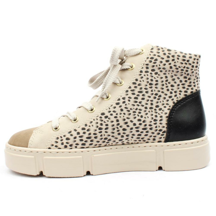 Women Rieker | N5931 Laced Boot - Beige Multi