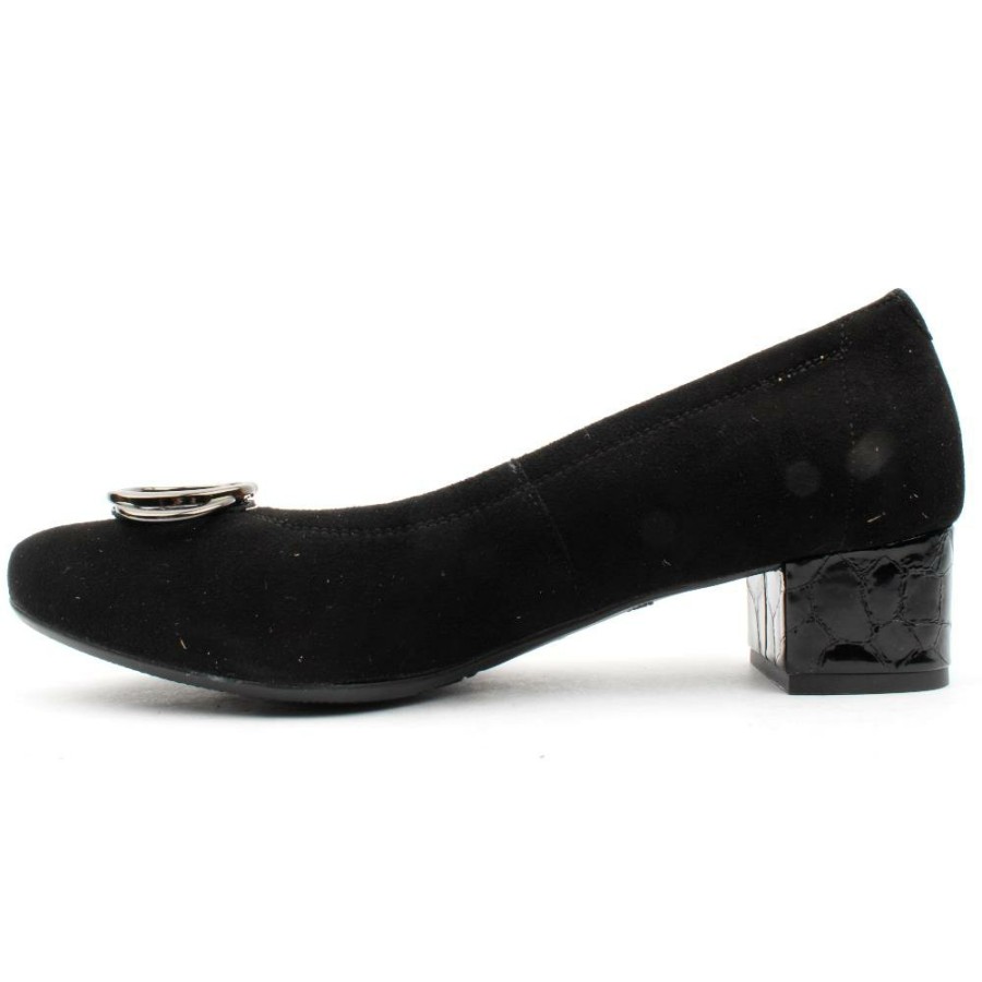 Women Bioeco by Arka | Bioeco 6415 0026 Low Heel Court Shoe - Black Suede