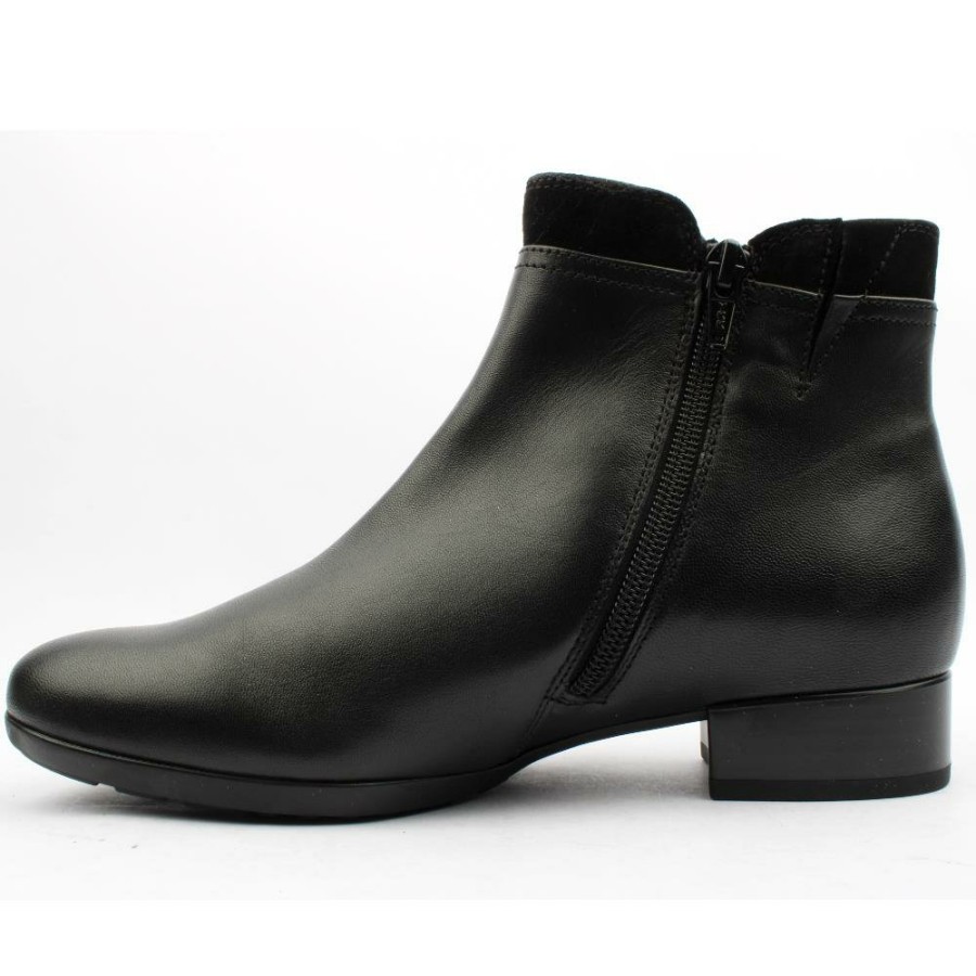 Women Gabor | 32718 Low Heel Boot - Black Leather