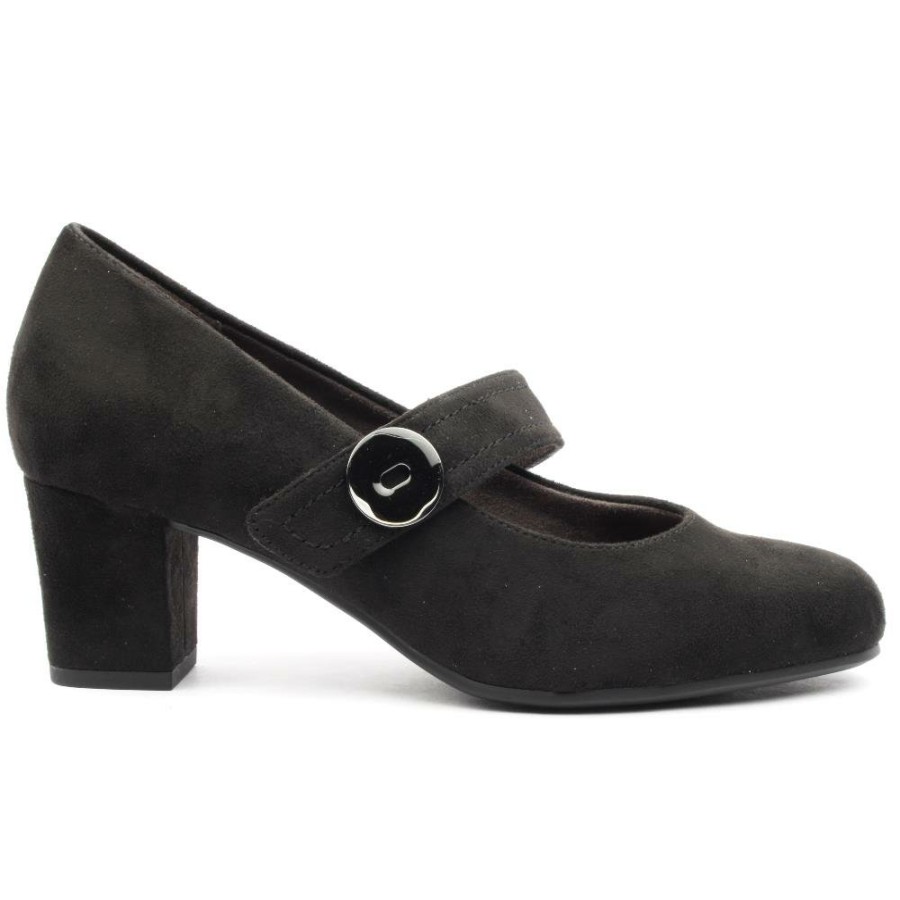 Women Jana | 24468 Strap Shoe - Black Suede